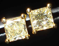 SOLD....Diamond Earrings: .64ct TW Princess Cut Diamond Studs in luscious Yellow R2026