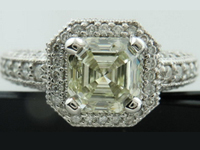 SOLD...Halo Diamond Ring:1.59ct Asscher Cut Diamond LSI1 GIA  Beautiful Cut with a Four Step Top R2437