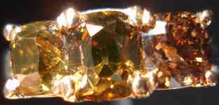 SOLD....Three Stone Diamond Ring: Outrageous Pink Gold Brown Diamond Ring 2.28ct Total R2534