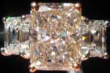 SOLD....Pink Diamond Ring: 2.00 Light Brown Radiant Diamond VVS2 GIA- Emerald Sides R2620