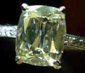 SOLD.....Halo Diamond Ring: 2.03ct Faint Brownish Yellow Cushion Diamond R2662