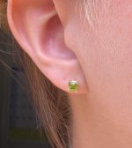 SOLD....Gemstone Earrings:  .88 TW Peridot Earrings Set in 14kt Yellow Gold R2677