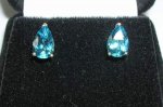 SOLD.....Gemstone Earrings:  2.08 TW Pear Shape Blue Topaz Earrings Set in 14kt White Gold R2675