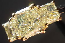SOLD...Three Stone Diamond Ring: 1.79ct Y-Z Light Yellow Radiant- with natural yellow side diamonds R2795
