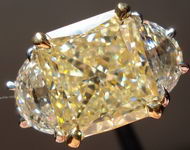 SOLD.....Three Stone Diamond Ring: 5.09ct Light Yellow Radiant Diamond Half Moon GIA R2776