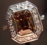 SOLD......Halo Diamond Ring: 2.19ct Rich Deep Brown Emerald Cut Diamond Halo RIng R3033