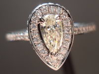 SOLD......Halo Diamond Ring: .30ct Pear Shape Daussi 18kt White gold R3055