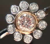 SOLD....Flower Diamond Ring: .26ct Light Pink Round Diamond GIA In daisy ring R2985