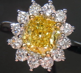 SOLD...  1.08ct Fancy Vivid Yellow SI1 Cushion Diamond Ring R3177