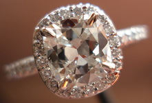 SOLD....Halo Diamond Ring: 1.01I/Si1 GIA Cushion in Platinum Microset R3039