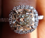 SOLD...Halo Diamond Ring: 2.01ct NEW OLD MINE Diamond GIA in Platinum - high-tech but old-fashioned, Snow in Summer R3229