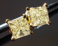 SOLD....Diamond Earrings: .79ct twYellow Princess Diamond Studs 18kt R3219
