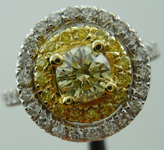 SOLD...Diamond Halo Ring: .46ct Natural Light Yellow Round Brilliant Diamond Double Halo R3294