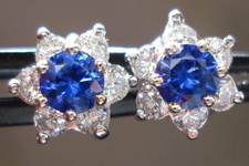 SOLD....Sapphire and Diamond Halo Earrings- bright blue and white 14kt white gold  R3297