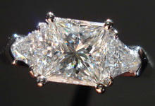 SOLD....Three Stone Diamond Ring: 1.23ct Princess Cut with Trilliants- Custom Made 18kt R956