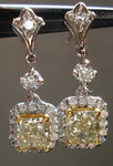 SOLD....Diamond Earrings: 1.67t twYellow Radiant Diamond Dangle Halo R3351