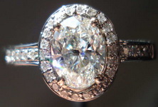 SOLD.....Halo Diamond Ring: 1.00 h/sI1 GIA Oval in Custom Made Platinum Halo R3363