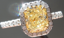 SOLD.....Halo Diamond Ring: 1.17ct Fancy Yellow Radiant VS2 GIA Uber Platinum Ring R3457