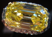 SOLD......BVLGARI 6.73ct Fancy Vivid yellow Internally Flawless Emerald Cut Ring R3534