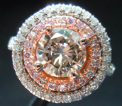 SOLD.....Diamond Halo Ring: 1.03ct Fancy Light Pinkish Brown Round Diamond SI2 GIA Double Halo Well Priced R3607