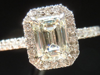SOLD....Halo Diamond Ring: .94ct Emerald Cut J/VS2 GIA Platinum Ring R3620