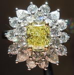 SOLD.....Halo Flower Diamond: 1.13ct Fancy Intense Yellow VS2 Cushion Handmade GIA R3617