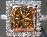SOLD....Halo Diamond Ring: 3.50ct Yellow Brown Princess Cut Handmade Platinum R3632