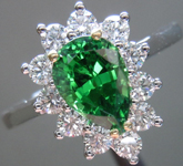 SOLD....Tsavorite and Diamond Ring: 1.16ct Tsavorite Pear Shape Rich Green Color 18K Gold R3601