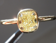 SOLD....Diamond Ring: 1.04ct Cushion Cut Fancy Light Yellow SI1 GIA 18kt Bezel Setting  R3663