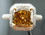 SOLD....Halo Diamond Ring: 2.03ct Cushion Cut Fancy Deep Brown-Yellow SI1 GIA Pave Masterpiece R3749