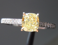 SOLD....Diamond Ring: .60ct Cushion Cut Fancy Yellow VVS2 GIA Platinum and 18K Gold R3791