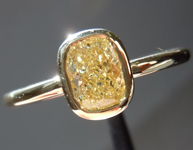 SOLD....Diamond Ring: .60ct Cushion Cut Fancy Yellow VS2 GIA Bezel Set 18K Gold R3792