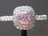 SOLD....Halo Pink Diamond Ring: .32ct Purple-Pink Cushion Diamond Uber Dbl Halo GIA R3858