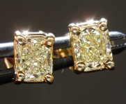 SOLD...Diamond Earrings: .54ct tw Fancy Light Yellow Radiant Cut Diamond Studs 18kt R3837