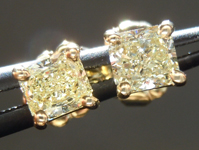 SOLD....Diamond Earrings: .57ct tw Fancy Light Yellow Radiant Cut Diamond Studs 18kt R3836