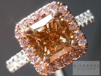 SOLD.....Orange-Brown Diamond Ring: 1.56ct Radiant Cut Fancy Orange-Brown I1 Pink Diamond Halo Ring R3761