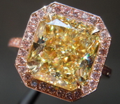 SOLD.....Halo Diamond Ring: 4.66ct  Yellow VS2 Radiant Pink Lemonade Uber style GIA R3882