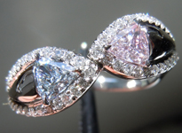 SOLD.....Bypass Ring: Pair of Trilliants Fancy Light Blue and Fancy Pinkish Purple GIA R3888