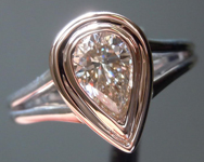 SOLD....Diamond Ring: .60ct Pear Shape K, Faint Brown SI1 GIA Laser Inscribed Double Bezel  R3924