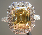 SOLD.....Diamond Halo Ring: 2.87ct Emerald Cut Fancy Brownish Yellow SI1 GIA Rare Beauty R3938