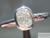 SOLD...Colorless Diamond Ring: .70ct Cushion Cut F/VS1 GIA Bezel Set Platinum Ring R3934