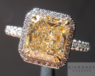 SOLD... Yellow Diamond Ring: 2.02ct Radiant Cut U-V VS2 GIA Single Cut Diamond Halo Ring R3975