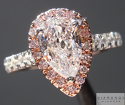 SOLD...Colorless Diamond Ring: .76ct Pear Shape D SI2 GIA Pink Diamond Halo R3976