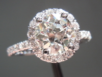SOLD... Halo diamond ring: 1.36ct. J SI1 Old European cut diamond GIA R3950