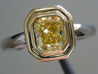 SOLD.....Diamond Ring: .71ct Radiant Cut Fancy Intense Yellow SI1 GIA Bezel Beauty in 18K R3947