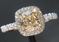 SOLD....Halo Diamond Ring: 1.01 Y-Z SI2 Branded DBL Cushion "Uber" Halo Ring R3955