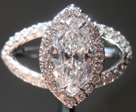 SOLD....Diamond Halo Ring: .79ct D/VS2 Marquise Diamond 18Karat White Gold R4030