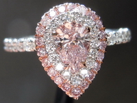 SOLD....Halo Diamond Ring: .35ct Pear Shape Light Pink VVS1 GIA Plat  Uber Setting" R4056