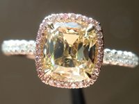 SOLD....Halo Diamond Ring: 1.16ct Fancy Brownish Yellow Double Decker Branded DBL Uber Set GIA R4062