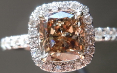 SOLD....Halo Diamond Ring: 1.20ct Fancy Dark Brown Cushion GIA 18kt handmade R4178